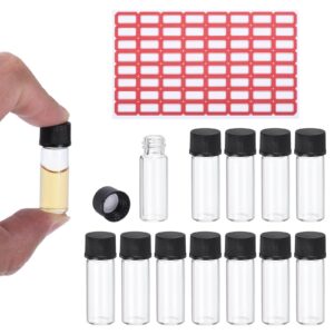 patikil 2ml clear glass vials, 12 pack sample vials with screw cap reagent media bottle with labels leak-proof liquid sample glass vial for lab laboratory