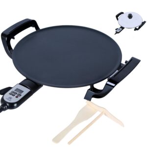 Ethniq 16" Electric Griddle for Ethiopian Injera, Somalian Anjero, Crepe, Lefse, Mogogo, Mitad, Pancake Teff Maker - Adjustable Digital Heat Control - Non-Stackable Surface - Even Heat Distribution