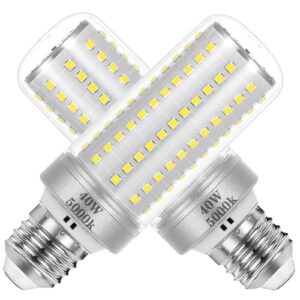 hjff led light bulb equivalent 300w led bulbs 5000 lumen 5000k cool daylight white 40w waterproof led corn light bulb e26/e27 medium base for outdoor indoor garage warehouse factory workshop