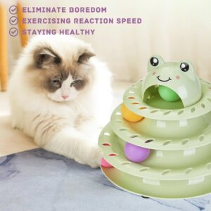 Gefryco Cat Toys 4-Tier Roller Track, Turntable Cat Tower Toy with Colorful Chase Balls, Multi-Level Interactive Cat Toys for Bored Indoor Adult Cats, Fun Puzzle Kitten Exercise Toys Self Play(Green)