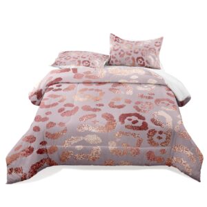 Raphus cucullatus Pink Leopard Print Comforter Queen,Cheetah Bedding,Cheetah Comforter Set,Rose Gold Bedding Cheetah Print Sheets,Hunting Bedding,Animal Theme Decor Suitable for Boys Girls