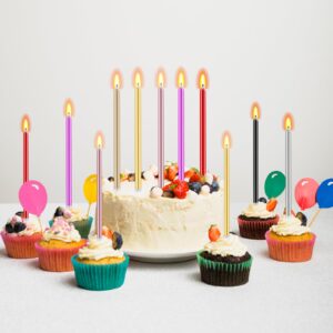 IBLESSU 30 Pcs Long Birthday Candles - Birthday Candles, Cake Candles, Tall Birthday Candles, Party Candles, Cake Candles for Birthday Wedding Black Candles (Black)