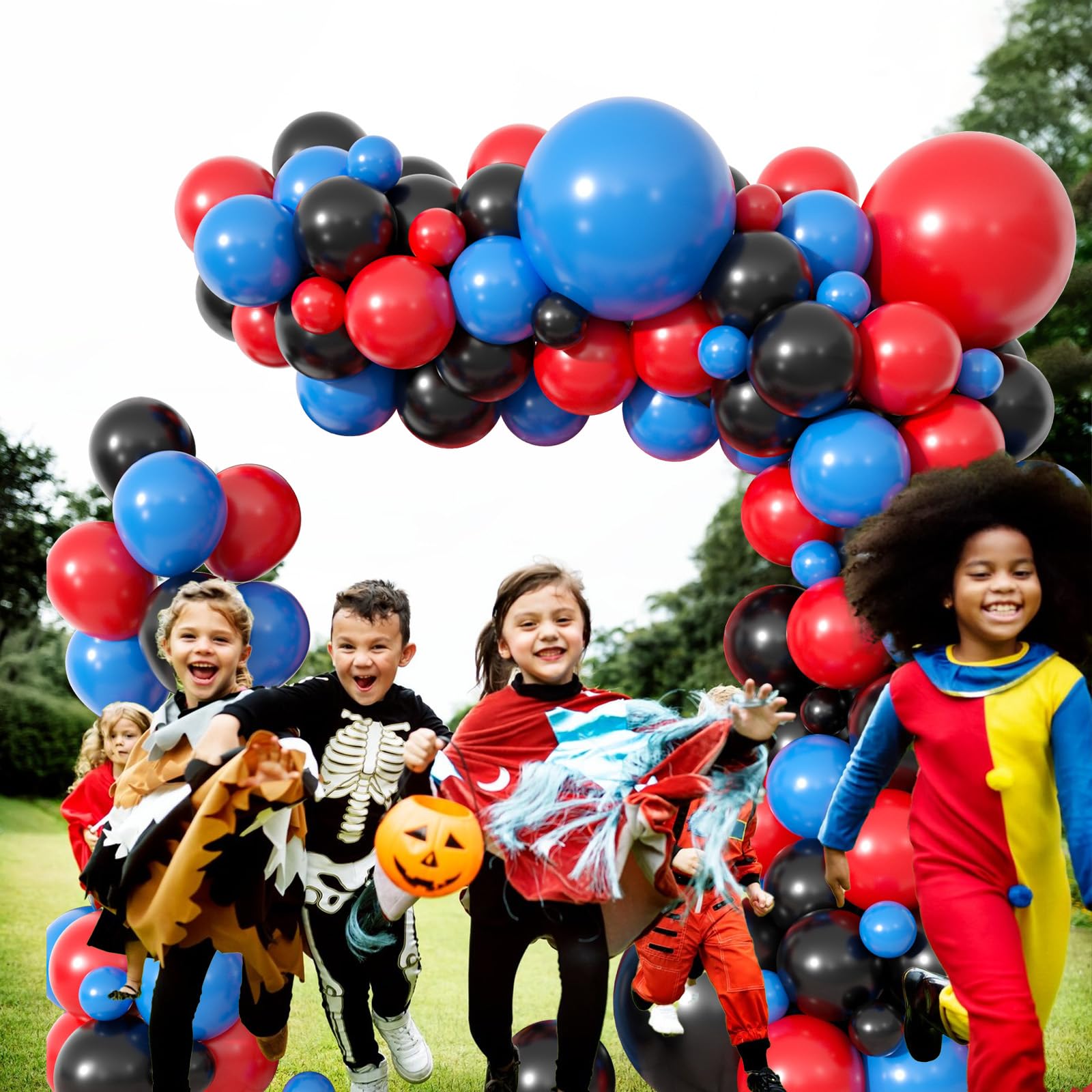 Blue Red Black Balloon Arch Garland Kit, Blue Red Black Latex Balloon Spider Theme Balloon Arch for Boys Kids Super Spider Hero Birthday Party Baby Shower Decoration Spider Theme Party Supplies