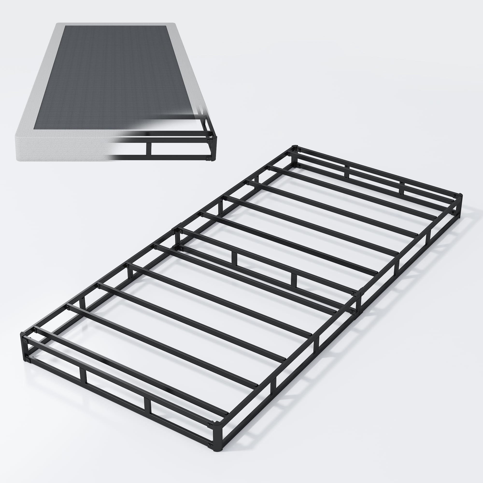 Vehowy 5 Inch Box Spring for Twin Bed,Twin Size Box Spring Only,Heavy Duty Mattress Foundation,Metal Bed Base,Non-Slip,Easy Assembly