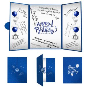 crenics blue and silver birthday decorations for men or women, creative birthday guest book alternative, birthday signature book 18 x 12 inch, great birthday gifts for girls boys