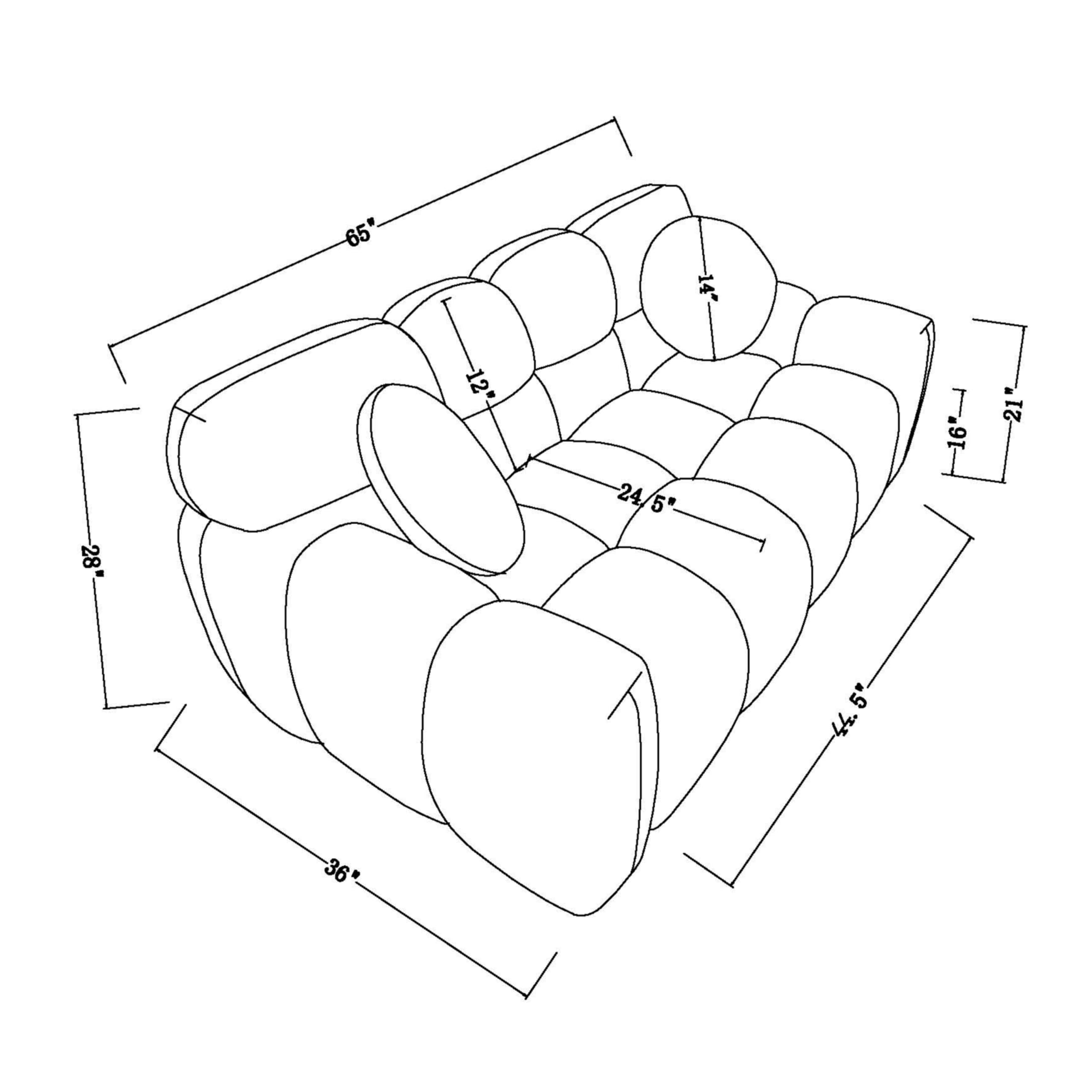 Modern Cloud Couch, 65" Comfy Upholstered Loveseat Sofa with Boucle Fabric, Stylish Marshmallow Sofa with 2 Round Pillows, 2 Seater Sofa for Living Room, Apartment, Office, Olive Green