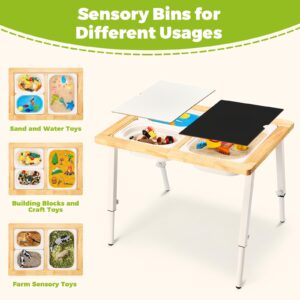 SAUCE ZHAN Sensory Table for Toddlers, Kids Table with 3 Bins Writable Lids, Adjustable Height Play Table, Preschool Table for Outdoor Indoor Use, Sand and Water Table Children's Desk Dining Table