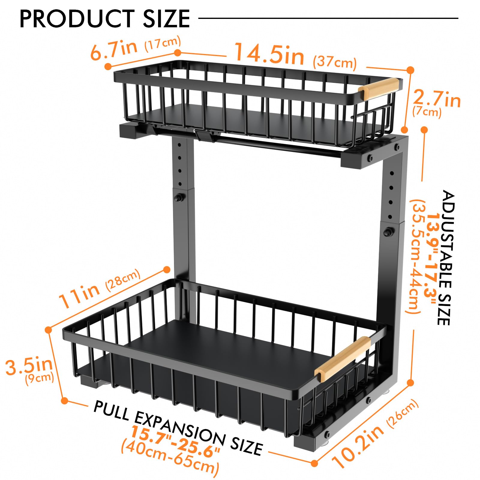 ARSTPEOE 2 Pack L-Shaped Under Sink Organizer,2 Tier Slide Out Sink Shelf Cabinet Storage Shelves, Under Sink Storage for Kitchen Bathroom Cabinet, Pull Out Cabinet Organizer,Black