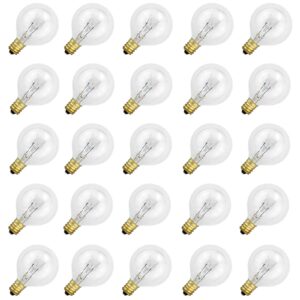 goeszooin g40 replacement bulbs, 120v 5w incandescent globe light bulbs fits e12/c7 screw base, g40 light bulbs for indoor outdoor patio decor, warm white ，25 pack.