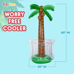 Inflatable Palm Tree Cooler 60" - Blow Up Palm Tree Party Cooler, Luau Hawaiian Tropical Beach Theme, Summer Swimming Pool Party Decorations - Outdoor Party Supplies - Kids Adults Birthday