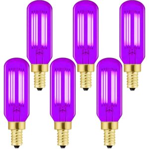 leools e12 led purple light bulb,dimmable filament led purple light bulbs, 40 watt equivalent vintage led red bulb,t6 4w led edison chandelier light bulbs, candelabra red bulbs,6-pack