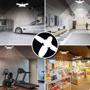 HCDIM Garage Light 60W Tribright LED Garage Lights 6000LM E26 Deformable Garage Lights 6500K LED Triple Glow LED Light Trilight Flexled Garage Ceiling Lights Shop Lights for Garage, Workshop