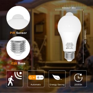 ORALUCE Motion Sensor Light Bulbs Indoor Outdoor 60 watt Equivalent, A19 E26 9W Motion Activated LED Bulb 3000K Warm White, Motion Sensor Light for Garage, Closet, Porch, Stairs, 2 Pack