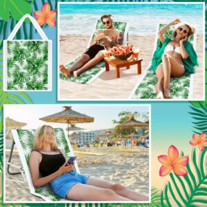 Lineshading 2 Pack Portable Beach Lounge Chair for Adults Folding Tanning Mat Lightweight Sun Beach Lounger Ideal Beach Chairs Adjustable Position Lawn Chair Outdoor Sunbathing(Monstera Leaf)