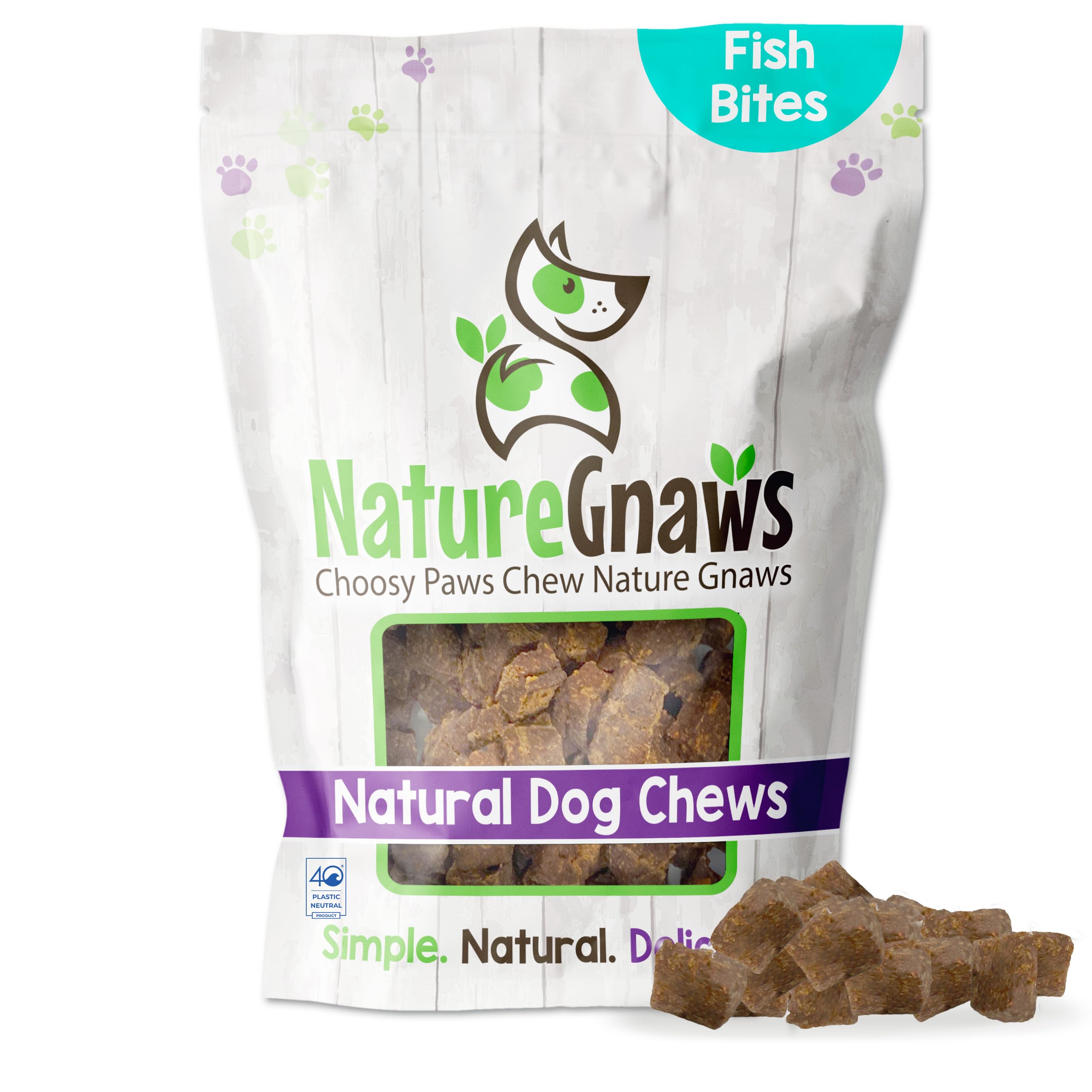 Nature Gnaws Fish Bites for Dogs - Natural Dog Treats – Premium Cod & Salmon Chewy Training Reward – 1 Lb