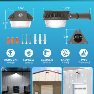 AKK LED Barn Light with Timed Dimming, 80W/60W/40W Selectable, 3000K/4000K/5000K Tunable, 12000LM Dusk to Dawn LED Outdoor Light with Photocell, Waterproof Security Lights, Flood Lights for Barn,Yard