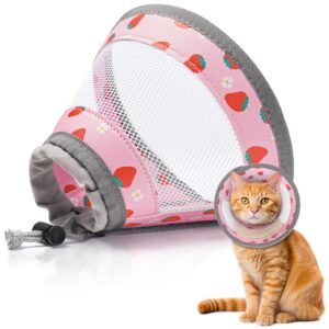 cat cone collar soft - adjustable cat recovery collar kitten lightweight elizabethan collar to stop licking pet e cone for small medium cats after surgery prevent from licking wounds (pink, s)