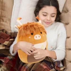 BORN FAIR 12" Highland Cows Stuffed Animal Pillow Plush,Soft Fluffy Highland Cows Stuffed Animal PlushiesToys,Soft Birthday Gifts for Kids & Girls (Brown)