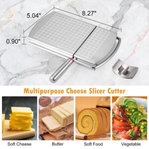 Cheese Slicer Cutter, Stainless Steel Cheese Cutter Board with Blade for Block Cheese, Vegetable, Guillotine Sausage Ham Biltong Jerky Multipurpose Slicer (Cheese Board Slicer)