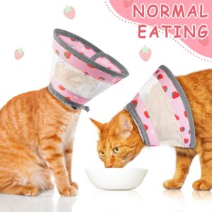 Cat Cone Collar Soft - Adjustable Cat Recovery Collar Kitten Lightweight Elizabethan Collar to Stop Licking Pet E Cone for Small Medium Cats After Surgery Prevent from Licking Wounds (Pink, S)