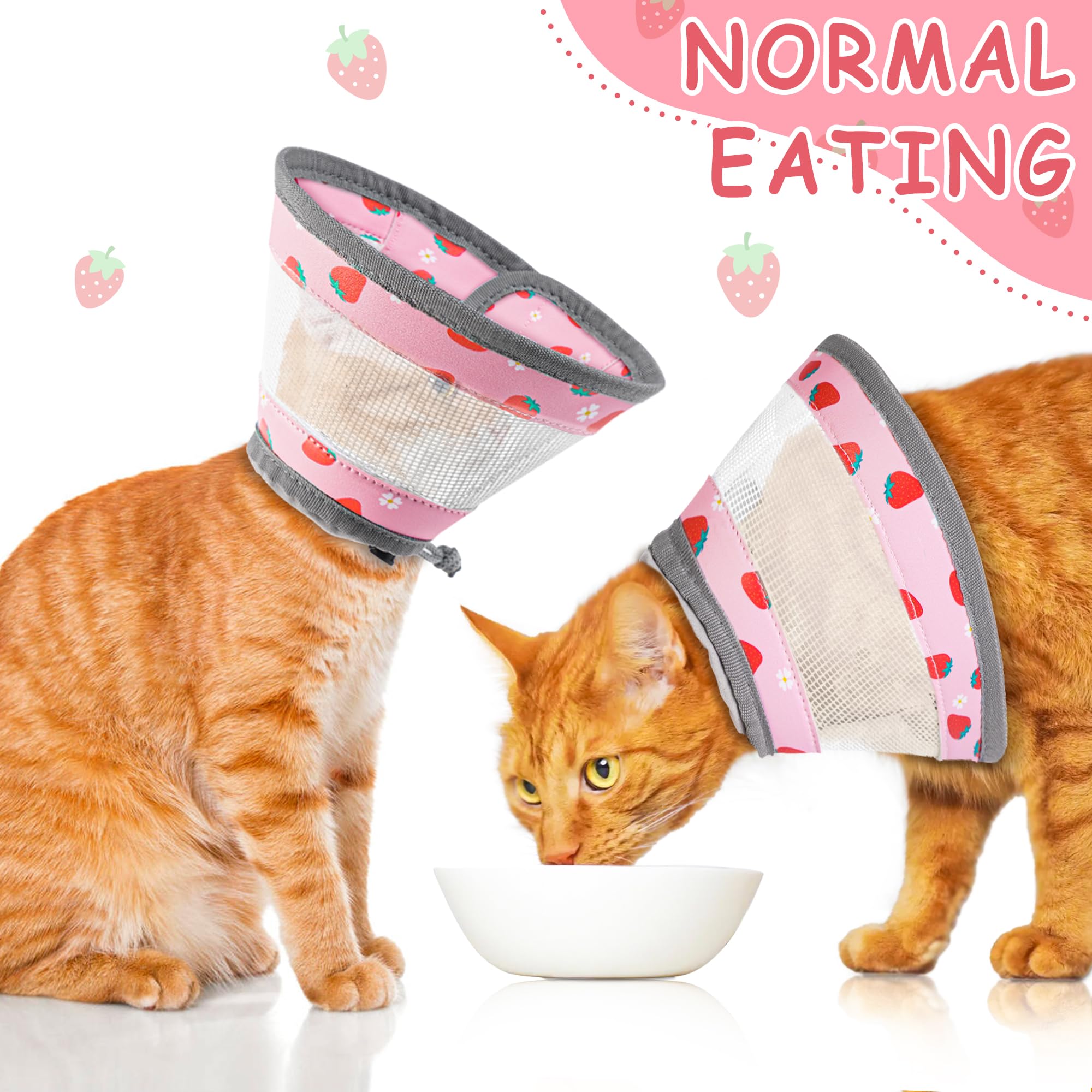 Cat Cone Collar Soft - Adjustable Cat Recovery Collar Kitten Lightweight Elizabethan Collar to Stop Licking Pet E Cone for Small Medium Cats After Surgery Prevent from Licking Wounds (Pink, S)