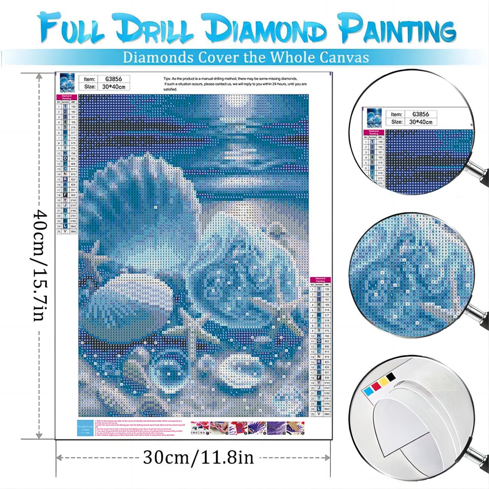 bleihum Seashell Diamond Painting Kits for Adults-Beach Diamond Art for Adult,Seashell Gem Painting Crafts Home Wall Decor,DIY 5D Gem Art Seashell Perfect for Relaxation(12x16 Inch)