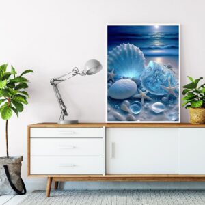 bleihum Seashell Diamond Painting Kits for Adults-Beach Diamond Art for Adult,Seashell Gem Painting Crafts Home Wall Decor,DIY 5D Gem Art Seashell Perfect for Relaxation(12x16 Inch)