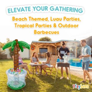 Inflatable Palm Tree Cooler 60" - Blow Up Palm Tree Party Cooler, Luau Hawaiian Tropical Beach Theme, Summer Swimming Pool Party Decorations - Outdoor Party Supplies - Kids Adults Birthday