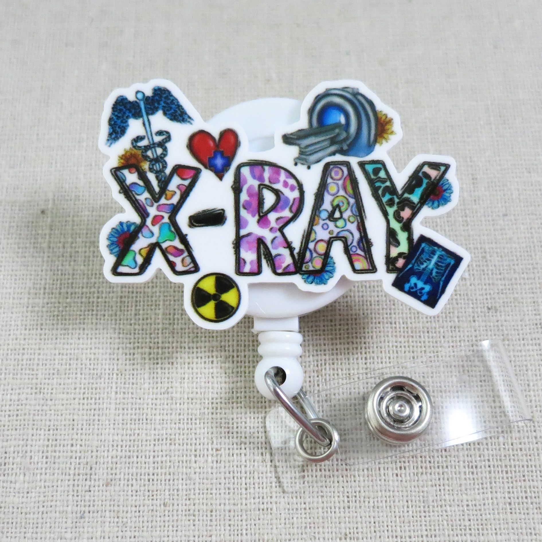 Fun X-Ray Tech Badge Reel, Colorful Radiology ID Badge Holder, Radiographer Retractable Clip, Radiologist Badge Reel, Medical Imaging Badge Holder, X-Ray Tech Gift, MRI/CT Tech Badge