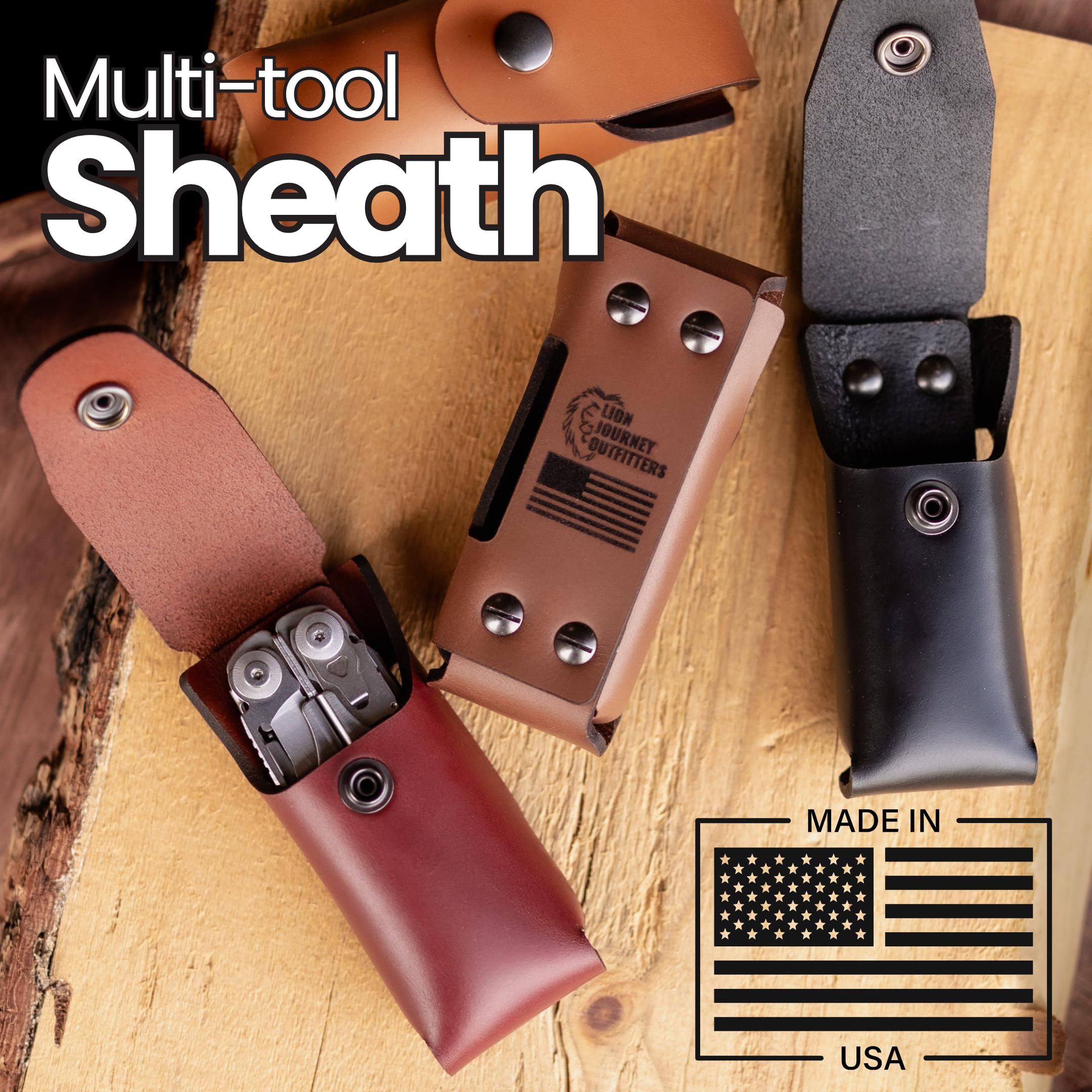 Heavy Duty Leather Multitool Sheath – EDC Belt Holster for Leatherman Surge, Wave+ – Fits Gerber, SOG, Victorinox – Secure Multitool Pouch – Compact, Tactical Everyday Carry Gear – Made in USA