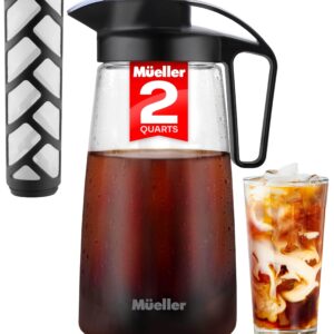 Mueller Cold Brew Coffee Maker, 2-Quart Heavy-Duty Tritan Pitcher, Iced Coffee Maker and Tea Brewer