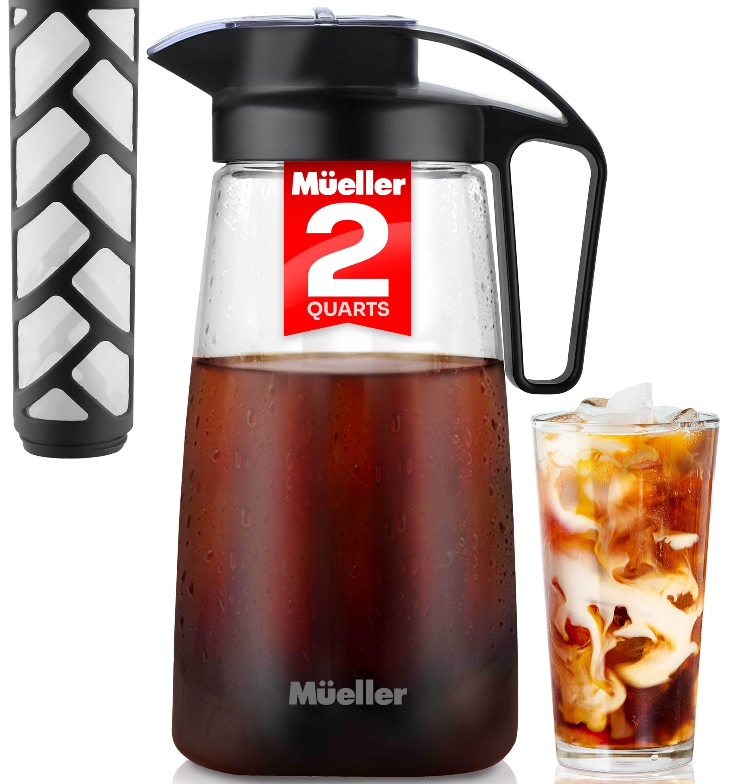 Mueller Cold Brew Coffee Maker, 2-Quart Heavy-Duty Tritan Pitcher, Iced Coffee Maker and Tea Brewer