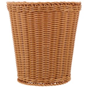 luxshiny wicker waste basket, boho woven trash can small natural wastebasket round garbage bin for bathroom bedroom kitchen home office countertop