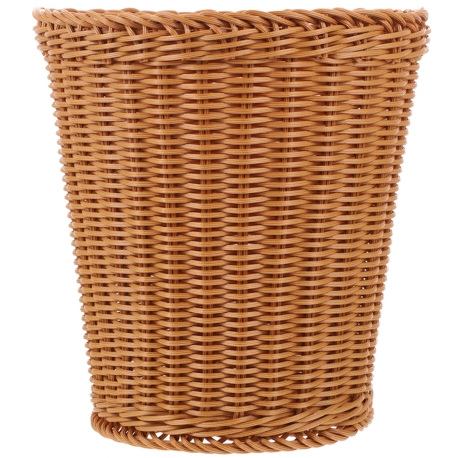 Luxshiny Wicker Waste Basket, Boho Woven Trash Can Small Natural Wastebasket Round Garbage Bin for Bathroom Bedroom Kitchen Home Office Countertop