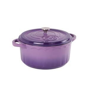 ailiboo 6 qt enameled dutch oven pot with lid-dual handles-oven safe up to 500° f or on stovetop use to marinate, cook, bake, refrigerate and serve-purple dutch oven 6 quart