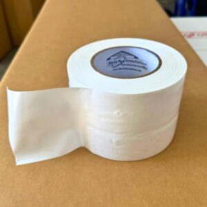 BlueTex Insulationㅤ 4'' Wide x 180' Long White Vapor Barrier Tape - 1 roll Waterproofing for Stucco, Crawlspaces, Repair, Underlayment Seams, Metal Building Seams, Excellent Air Barrier