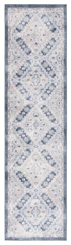 SAFAVIEH Blair Washable Collection Runner Rug - 8' Runner, Grey & Navy, Contemporary Design, Washable & Slip Resistant, Ideal for High Traffic Areas in Hallway, Bathroom & Kitchen (BLR220F-28)