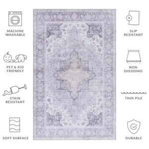 SAFAVIEH Tucson Collection Area Rug - 9' x 12', Light Purple & Sage, Traditional Design, Washable & Slip Resistant, Ideal for High Traffic Areas in Living Room, Bedroom & Dining Room (TSN105W-9)