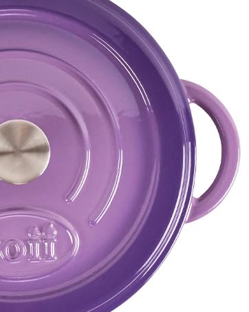 AILIBOO 6 QT Enameled Dutch Oven Pot with Lid-Dual Handles-Oven Safe up to 500° F or on Stovetop Use to Marinate, Cook, Bake, Refrigerate and Serve-Purple Dutch Oven 6 Quart