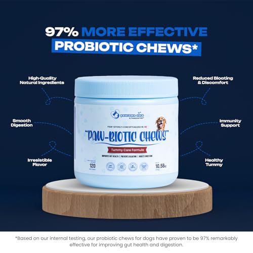 Probiotics for Dogs, Grain-Free, No Corn, 6 Billion CFU, Dog Probiotics with Pumpkin & Yogurt, for Digestive & Gut Health, Targets Bloating, No Poo, Itchy Skin & Constipation, Beef Flavor, 120 Chews