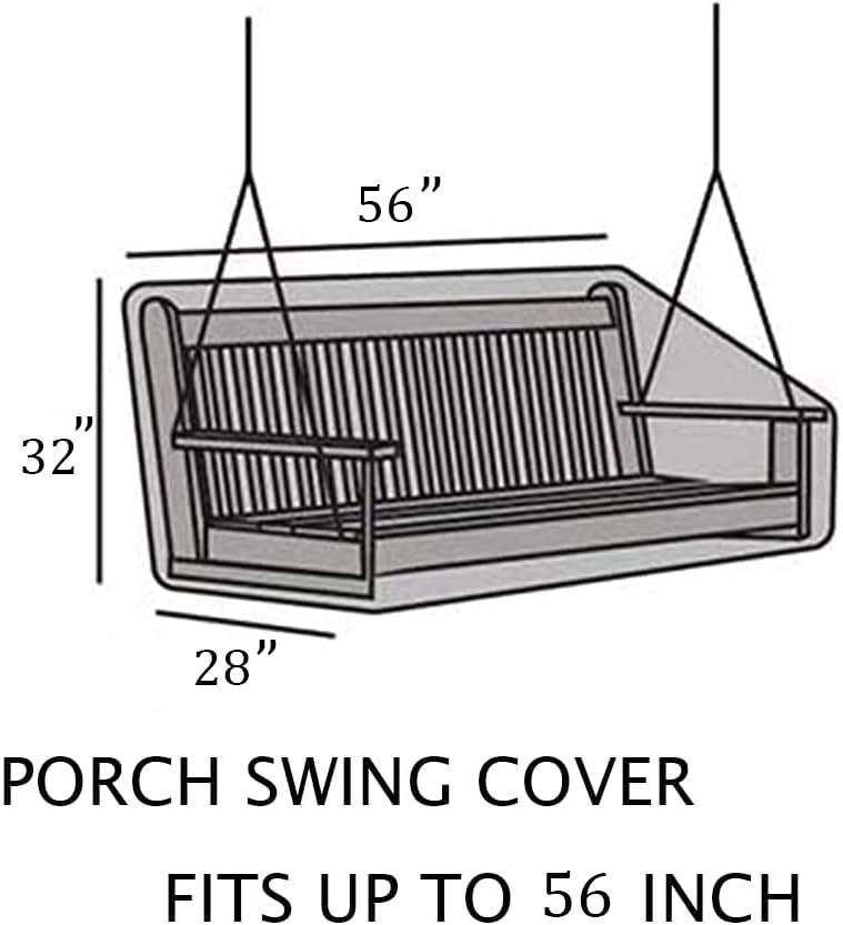 YHINGG Porch Swing Cover 56Inch Waterproof 600D Oxford Hanging Outdoor Swing Cover Garden Hammock Cover Patio Furniture Covers (Black, 56x28x(32-24) Inch)