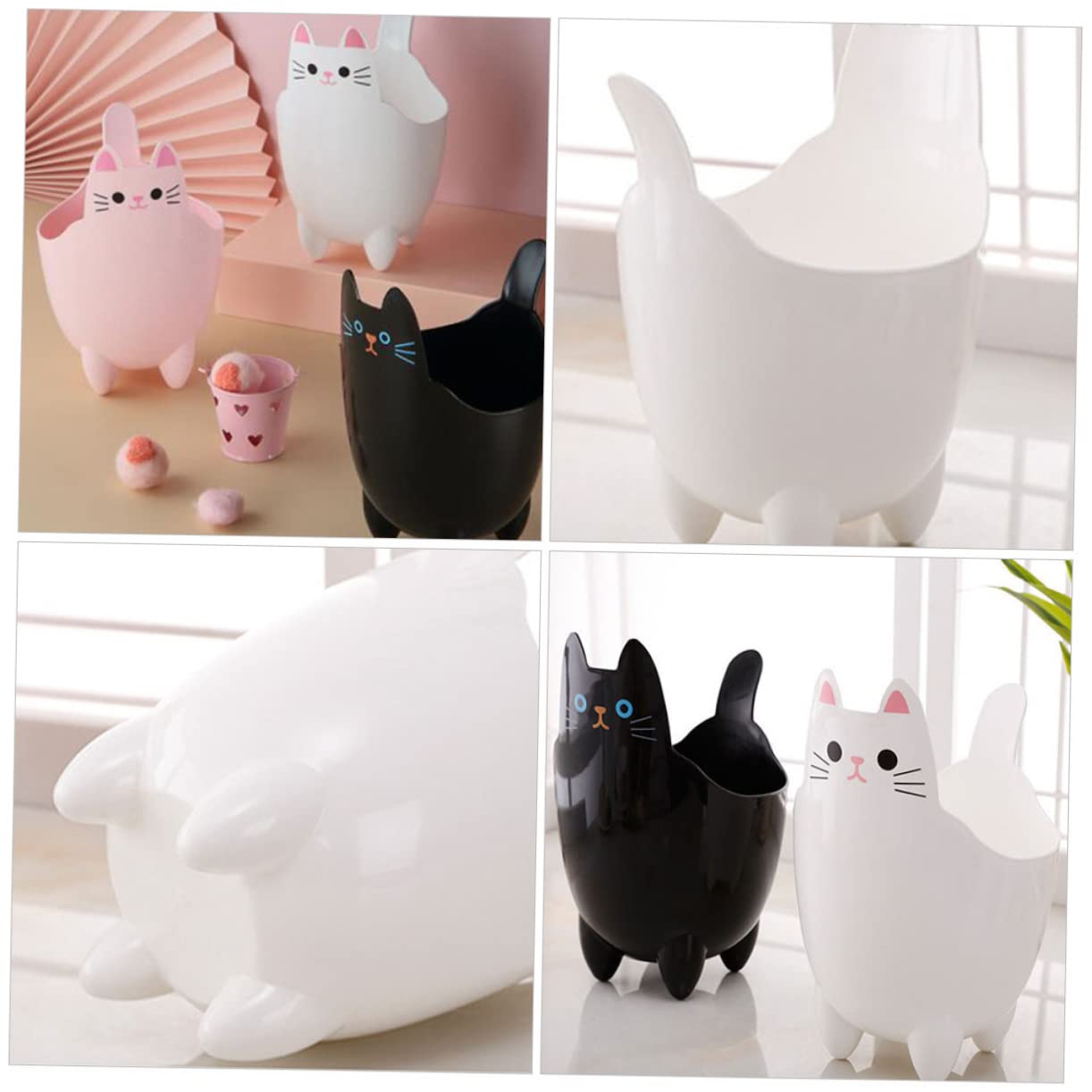 ABOOFAN Cat Shaped Trash Can Desktop Garbage Can Tiny Trash Cartoon Trash Can Cat Trash Storage Can Desk Bin Car Garbage Can Desk Trash Can Mini Storage Bucket White Pen Holder Office Pp