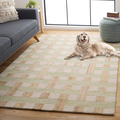 SAFAVIEH Genre Collection Runner Rug - 8' Runner, Green & Ivory, Mid-Century Modern Design, Ideal for High Traffic Areas in Hallway, Bathroom & Kitchen (GRE301Y-28)