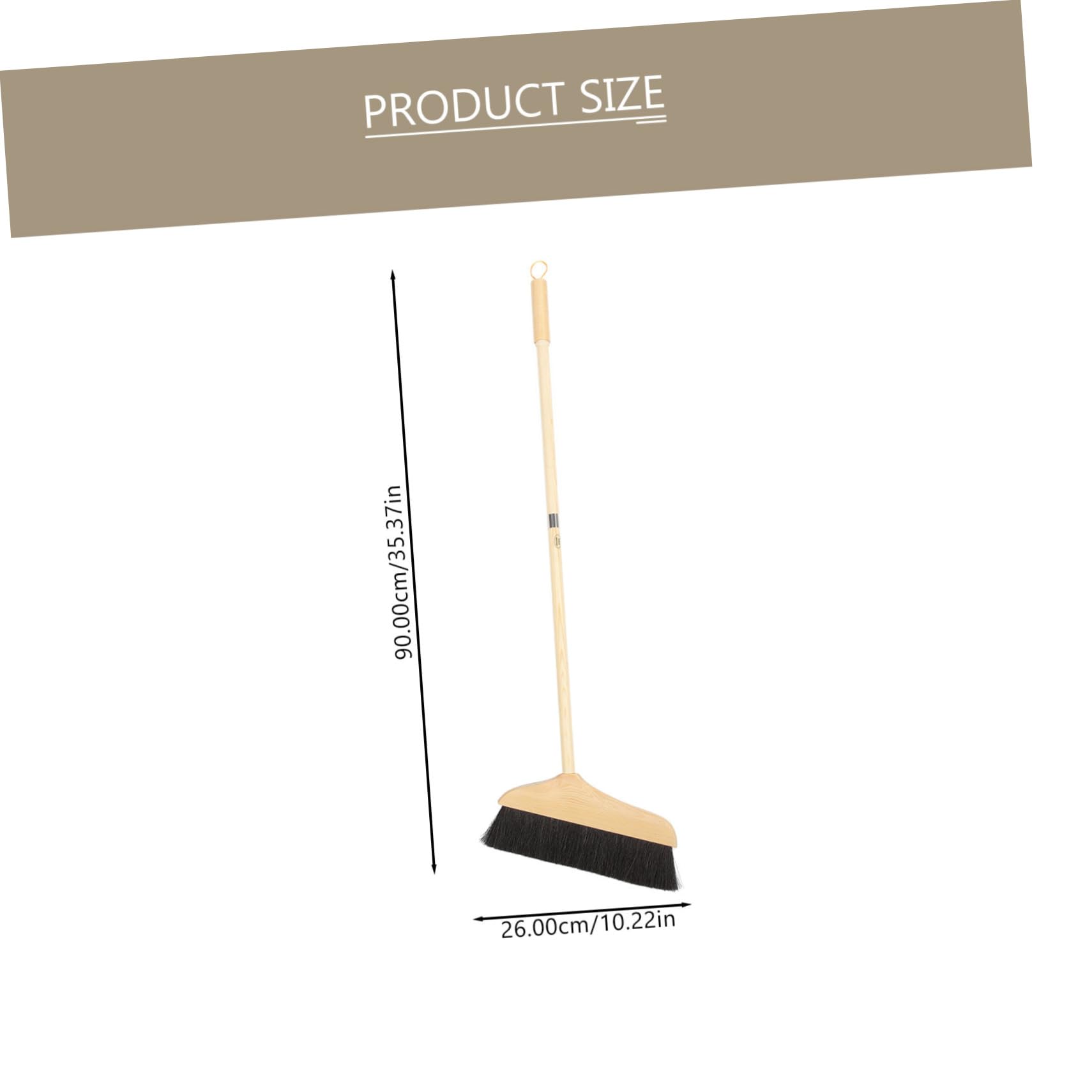 Holibanna Indoor Broom Outdoor Floor Cleaning Broom with Wood Handle Horsehair Broom Angle Broom Household Broom for Courtyard Indoor Kitchen Office Lobby Sweeping