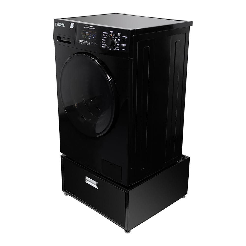 Equator All-in-one Washer Dryer Ventless FULLY BUILTIN 0-CLEARANCE 1.62cf/15lbs 110V 1400RPM with Pedestal + ADA (Black)