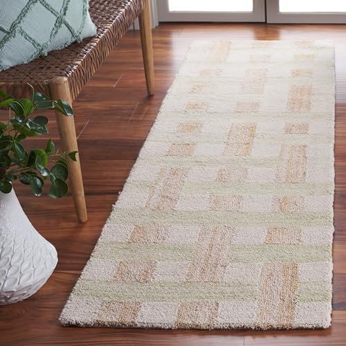 SAFAVIEH Genre Collection Runner Rug - 8' Runner, Green & Ivory, Mid-Century Modern Design, Ideal for High Traffic Areas in Hallway, Bathroom & Kitchen (GRE301Y-28)