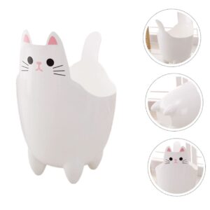 ABOOFAN Cat Shaped Trash Can Desktop Garbage Can Tiny Trash Cartoon Trash Can Cat Trash Storage Can Desk Bin Car Garbage Can Desk Trash Can Mini Storage Bucket White Pen Holder Office Pp