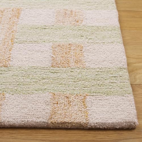 SAFAVIEH Genre Collection Runner Rug - 8' Runner, Green & Ivory, Mid-Century Modern Design, Ideal for High Traffic Areas in Hallway, Bathroom & Kitchen (GRE301Y-28)