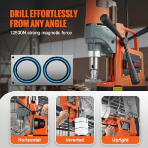 VEVOR Magnetic Drill, 1300W 1.6" Boring Diameter, 2922lbf/13000N 810 RPM Portable Electric Mag Drill Press, Drilling Machine for any Surface Home Improvement Industry Railway