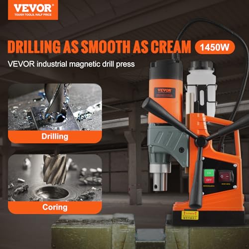 VEVOR Magnetic Drill, 1300W 1.6" Boring Diameter, 2922lbf/13000N 810 RPM Portable Electric Mag Drill Press, Drilling Machine for any Surface Home Improvement Industry Railway